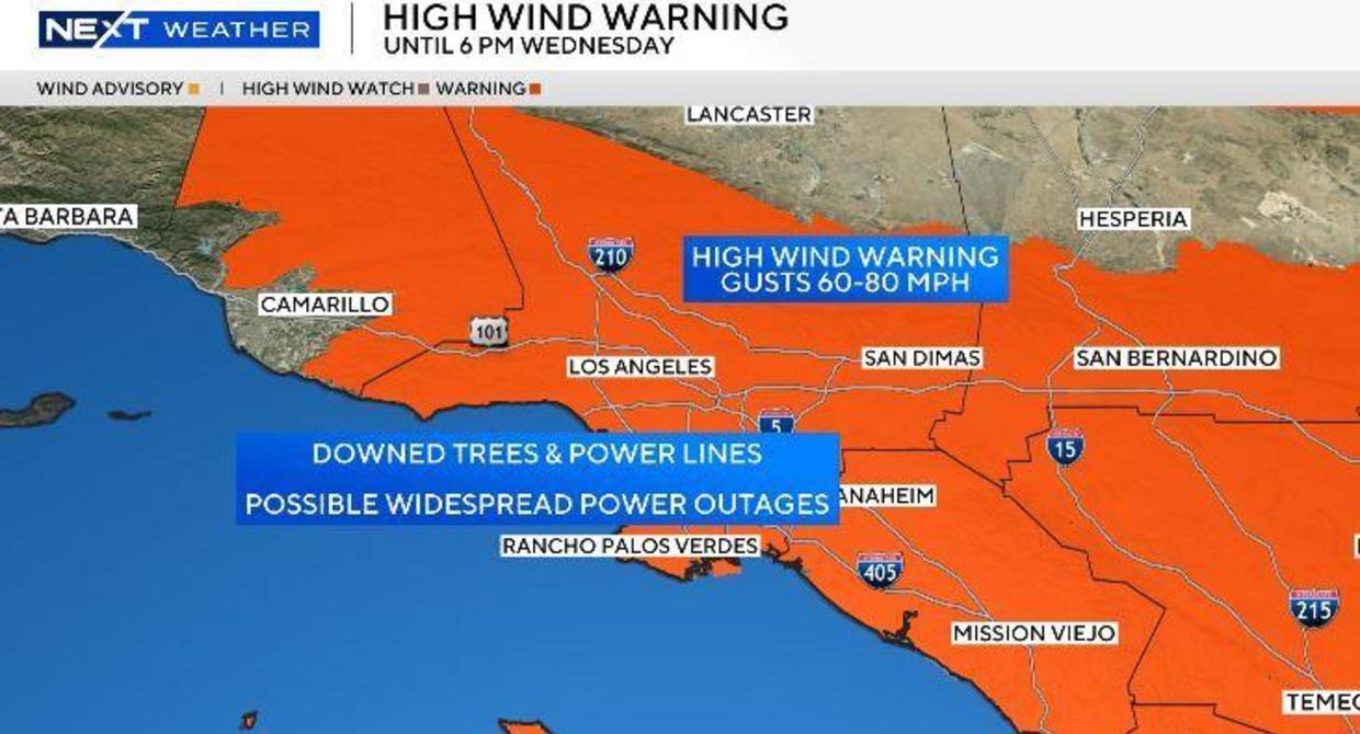 Los Angeles wind maps show where strong gusts are expected CBS Los