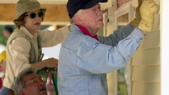 Former President Carter Works On Habitat For Humanity Homes 