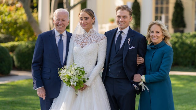 President Joe Biden and First Lady Jill Biden attend the wedding of Peter Neal and Naomi Biden Neal on the South Lawn of the White House on November 19, 2022 in Washington DC.