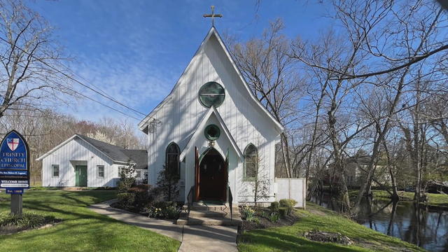 Trinity Episcopal Church sits next to a creek 