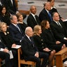 President Joe Biden, First Lady Lady Jill Biden, Vice President Kamala Harris, Second Gentleman Doug Emhoff, former President Bill Clinton, former Secretary of State Hillary Clinton, former President George W. Bush, his wife Laura Bush, former President Barack Obama, President-elect Donald Trump and his wife Melania Trump attend the State Funeral Service for former US President Jimmy Carter at the Washington National Cathedral in Washington, DC, on January 9, 2025. 