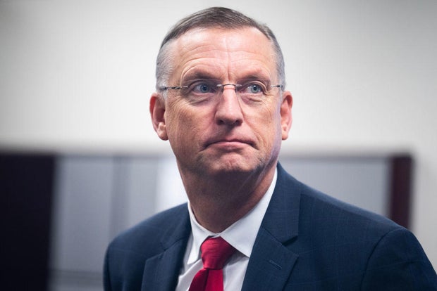 Former Rep. Doug Collins arrives for a meeting on Capitol Hill on Thursday, Dec. 12, 2024.