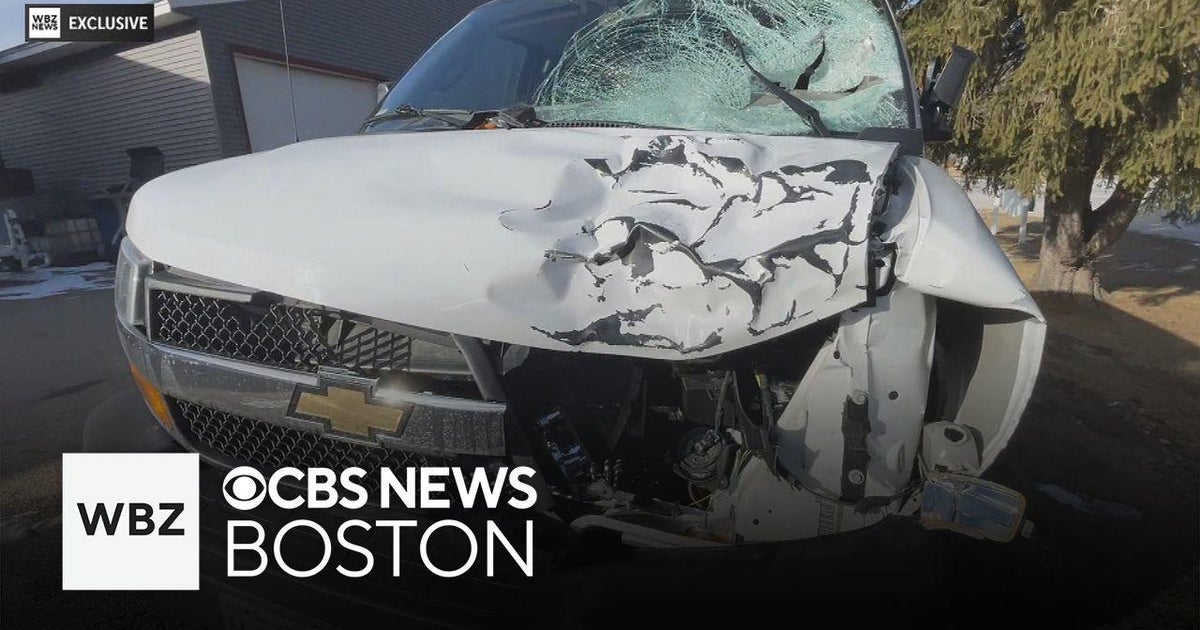 Ice crashes through windshield, injuring driver in Brookfield - CBS Boston