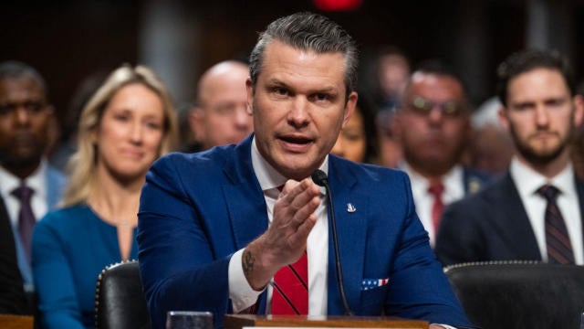 Pete Hegseth testifies during his confirmation hearing before the Senate Armed Services Committee on Tuesday, Jan. 14, 2025. 