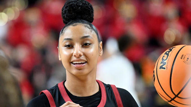 JuJu Watkins of the USC Trojans warms up before a game against the Maryland Terrapins at Xfinity Center on Jan. 8, 2025, in College Park, Maryland. 