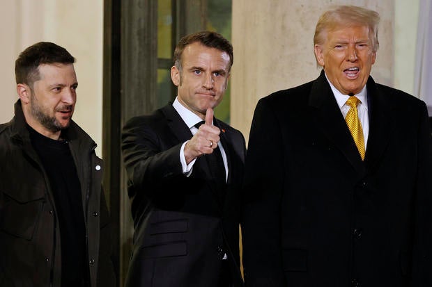 French President Emmanuel Macron Meets With Donald Trump And Volodymyr Zelensky At Elysee Palace 