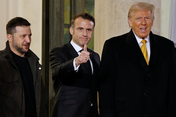 French President Emmanuel Macron Meets With Donald Trump And Volodymyr Zelensky At Elysee Palace