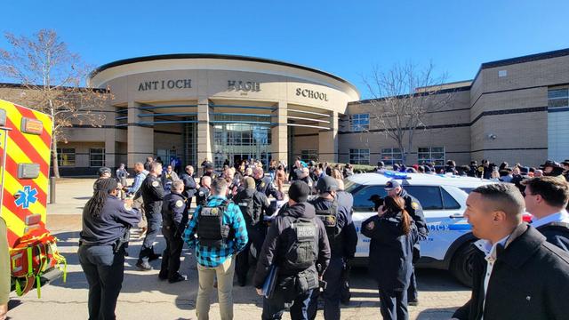 Police respond to a shooting at Antioch High School in Antioch, Tennessee, outside Nashville, Jan. 22, 2025. 