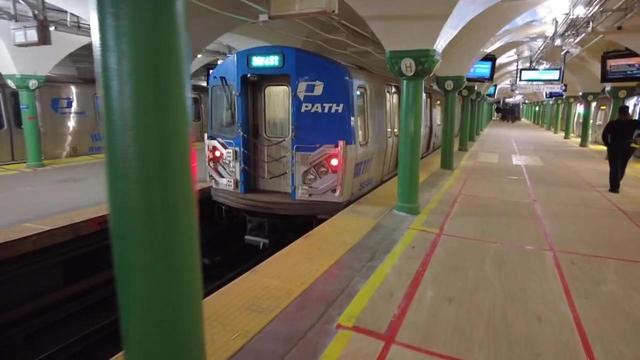 A PATH train arrives from New York City at an empty station on May 21, 2020 in Hoboken, New Jersey. 