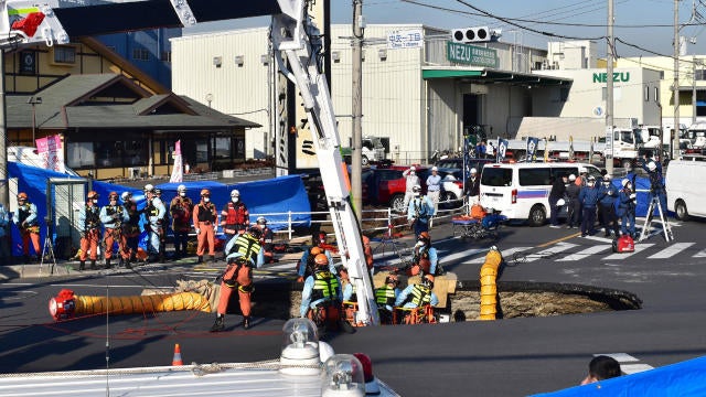 JAPAN-INCIDENT-EMERGENCY-SINKHOLE 