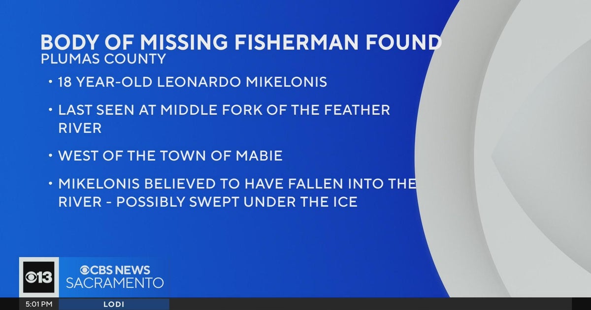 Body of missing 18-year-old fisherman recovered in Plumas County - CBS ...