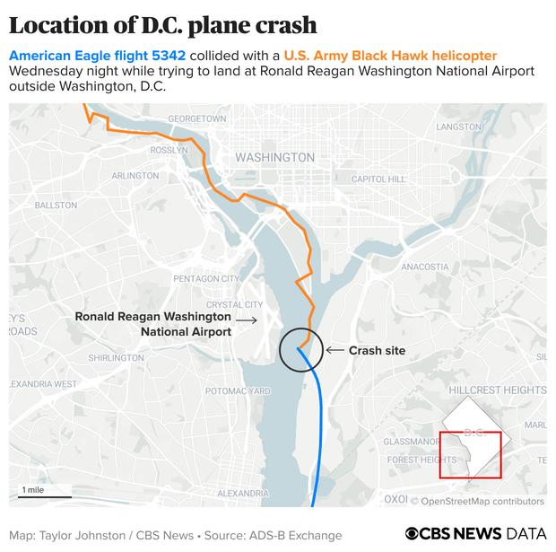 The location of the D.C. plane crash