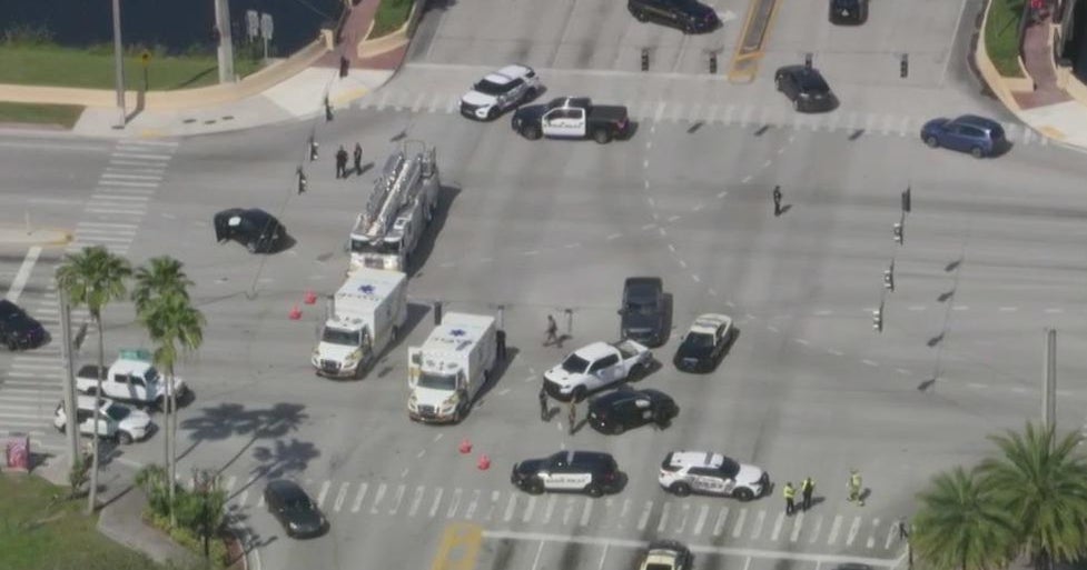 3 people in custody after police pursuit ends in Davie - CBS Miami