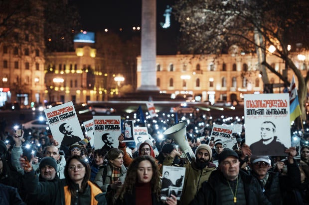 Thousands Of Demonstrators Block Traffic In Tbilisi 