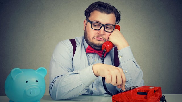 Bank worker having phone call 