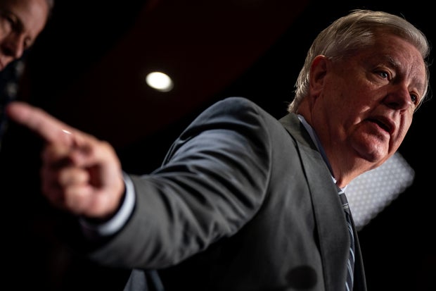 Sen. Lindsey Graham speaks during a news conference on border security on January 17, 2024 in Washington, DC.