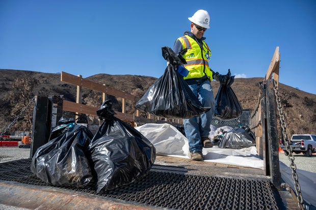 EPA Topanga wast sorting area for Palisades Fire hazards materials 
