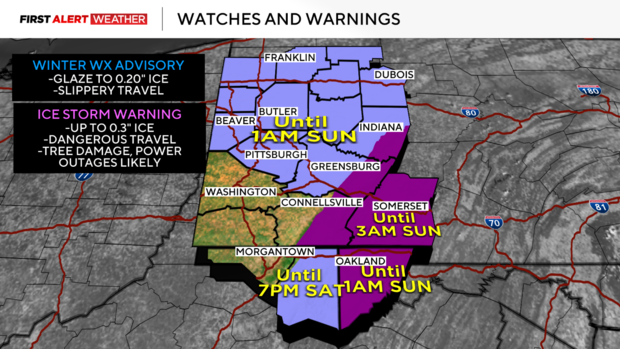 Freezing rain and wintry mix will reach some on Saturday afternoon