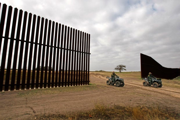 JANUARY 19, 2011. LOS INDIOS, TEXAS. U.S. Border Patrol agents drive through a "gate" in the U.S./M 