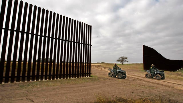 JANUARY 19, 2011. LOS INDIOS, TEXAS. U.S. Border Patrol agents drive through a "gate" in the U.S./M 