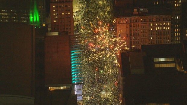 Fireworks set off over Broad Street in Philadelphia 