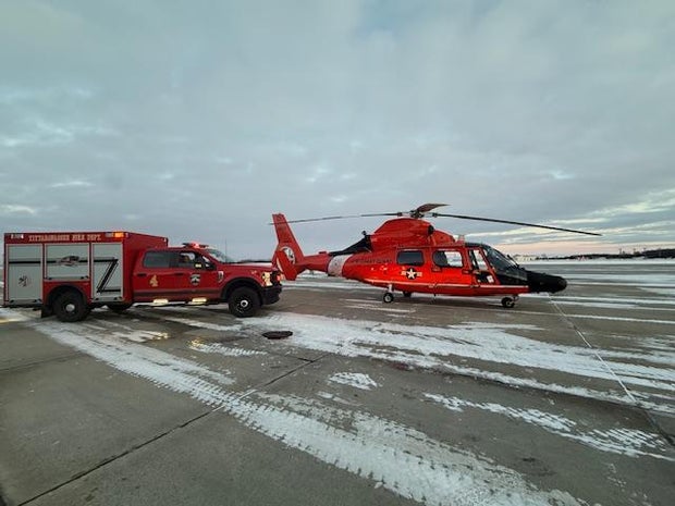 Coast Guard Air Station Detroit helicopter on standby during a call 