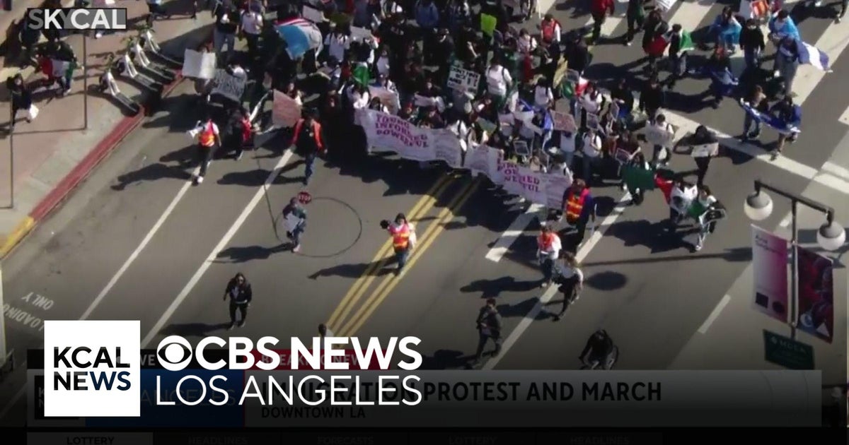 Protesters against immigration crackdown march in LA for another day ...