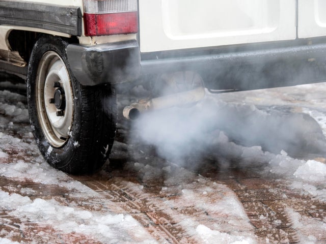 Close-Up of car exhaust pipe, car with diesel engine. 