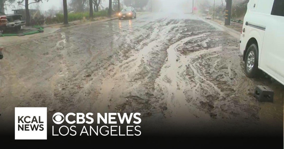 Mudslides have begun running in the Eaton Fire burn scar area of Altadena  CBS News