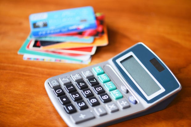 Calculator and credit cards with debt