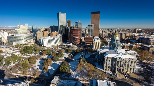 Colorado State Capitol with Central Business District, Denver 