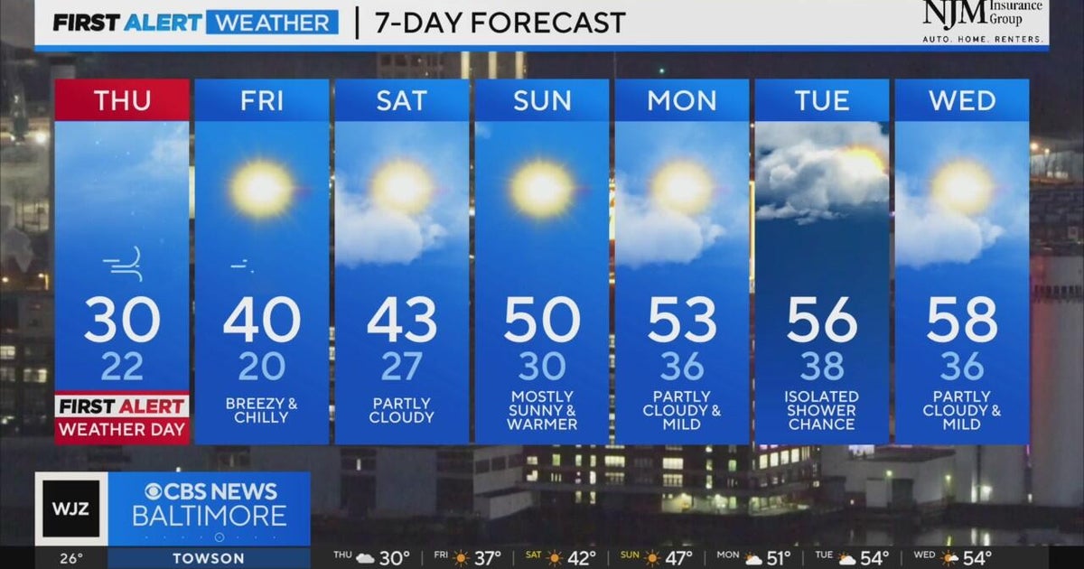 Bitter cold with snow chances on Thursday in Maryland - CBS Baltimore
