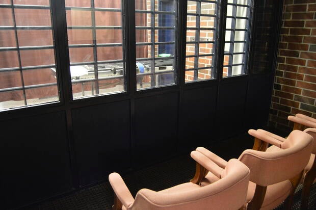 Viewing chairs are placed in the witness room of the execution chamber in the Broad River Correctional Institute in Columbia, S.C.