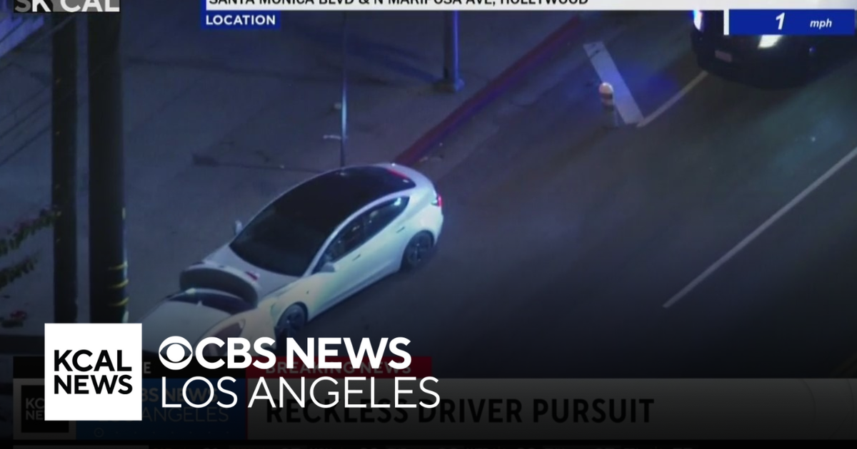 Reckless driver inside Tesla crashes to end pursuit through Hollywood streets