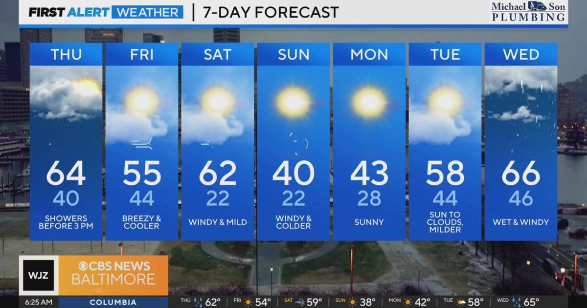 Showers expected through early afternoon in Maryland Thursday - CBS ...