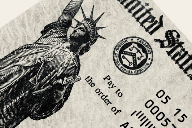 Close-up of a Social Security Check issued by the US federal Government 