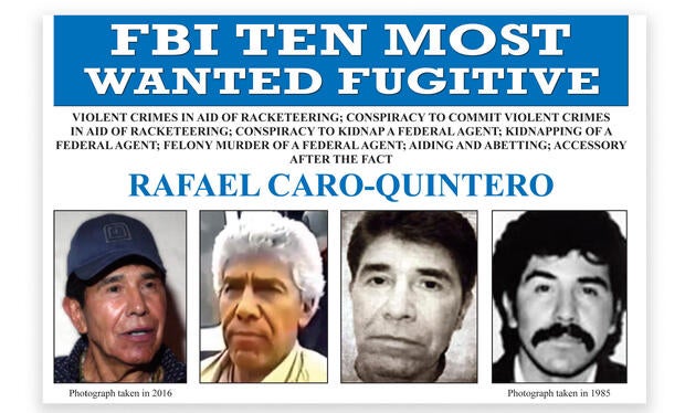 FBI wanted poster for Rafael Caro Quintero 