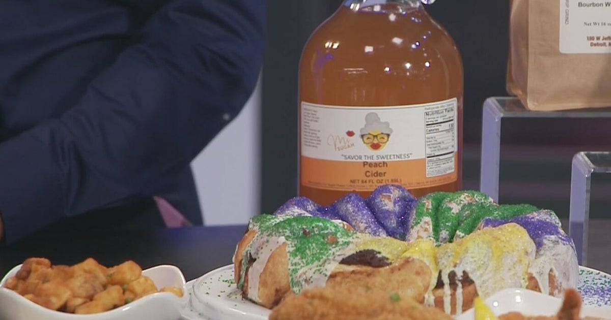 Celebrating Mardi Gras with king cake from Sugah Please Breakfast Brunch Bar - CBS Detroit