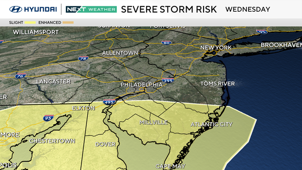 Severe weather risk for Wednesday
