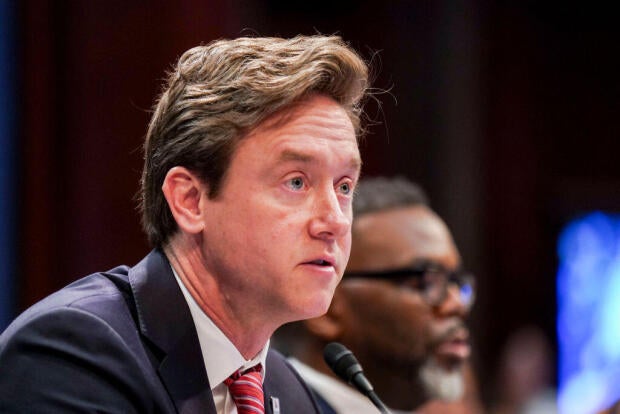 Denver Mayor Mike Johnston testifies during a House Oversight Committee hearing on sanctuary cities at the U.S. Capitol in Washington, D.C., on March 5, 2025. 