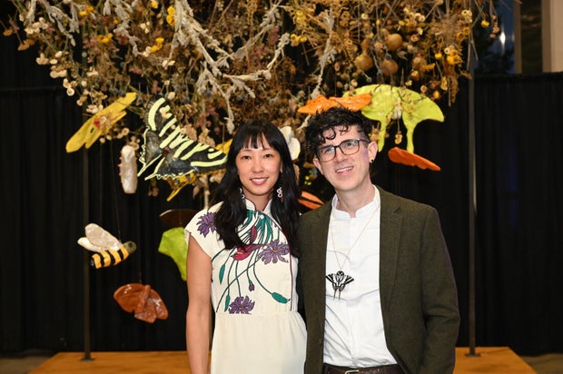 People pose for a photo at the Philadelphia Flower Show Preview Party