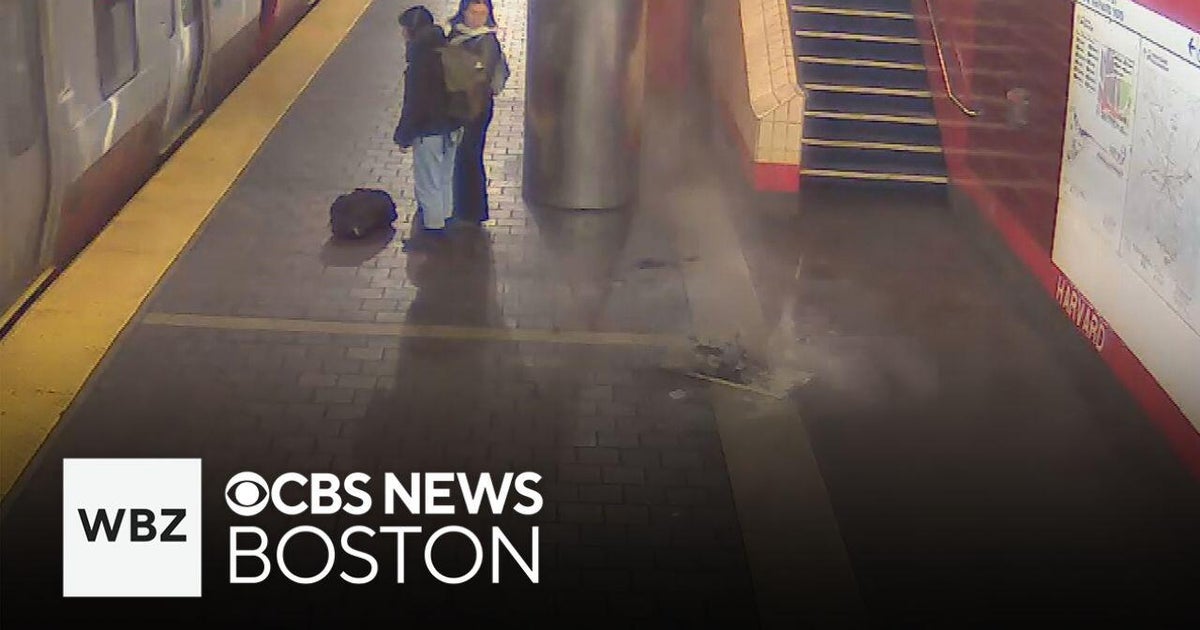 Surveillance video: Ceiling panel falls at Harvard MBTA station - CBS ...