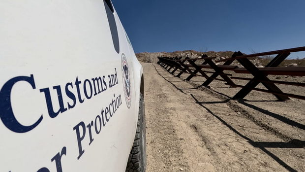 A Customs and Border Protection vehicle along the U.S.-Mexico border in New Mexico. 