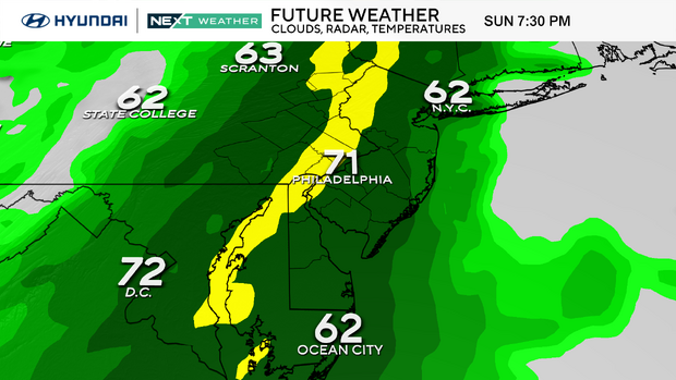 Future radar for next Sunday, March 16 