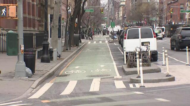 Bike lanes on a New York City street 