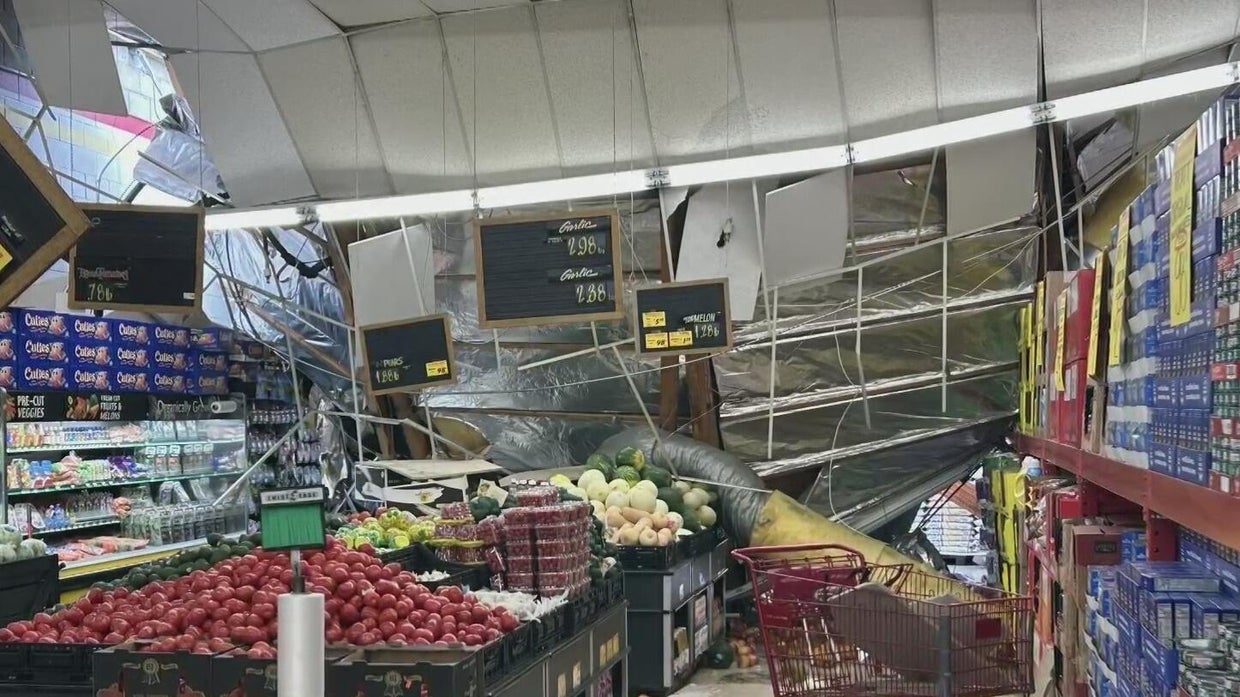 Oakdale Cost Less Food roof collapse 