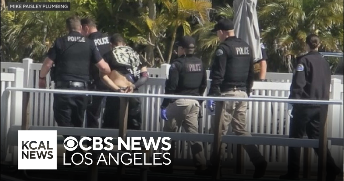 Pursuit suspect ditches car and jumps into Orange County harbor - CBS ...
