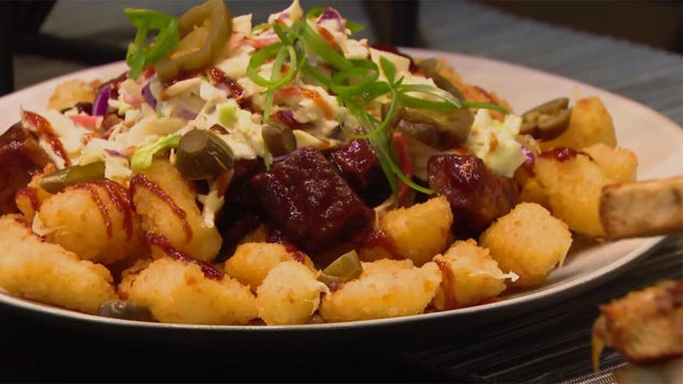 Loaded tater tots that are part of the 2025 menu at Rate Field for White Sox games. 