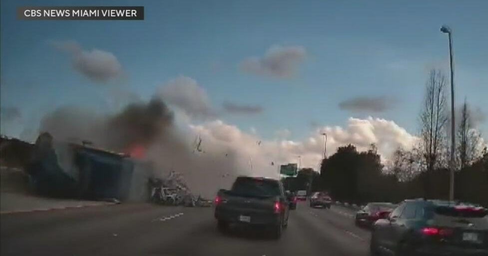 Fiery crash of semi-truck on Florida Turnpike was caught on camera