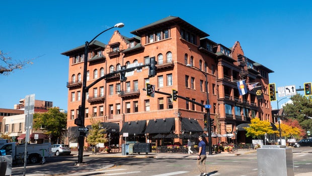 Hotel Boulderado on 13th Street in historic downtown Boulder, Colorado. 